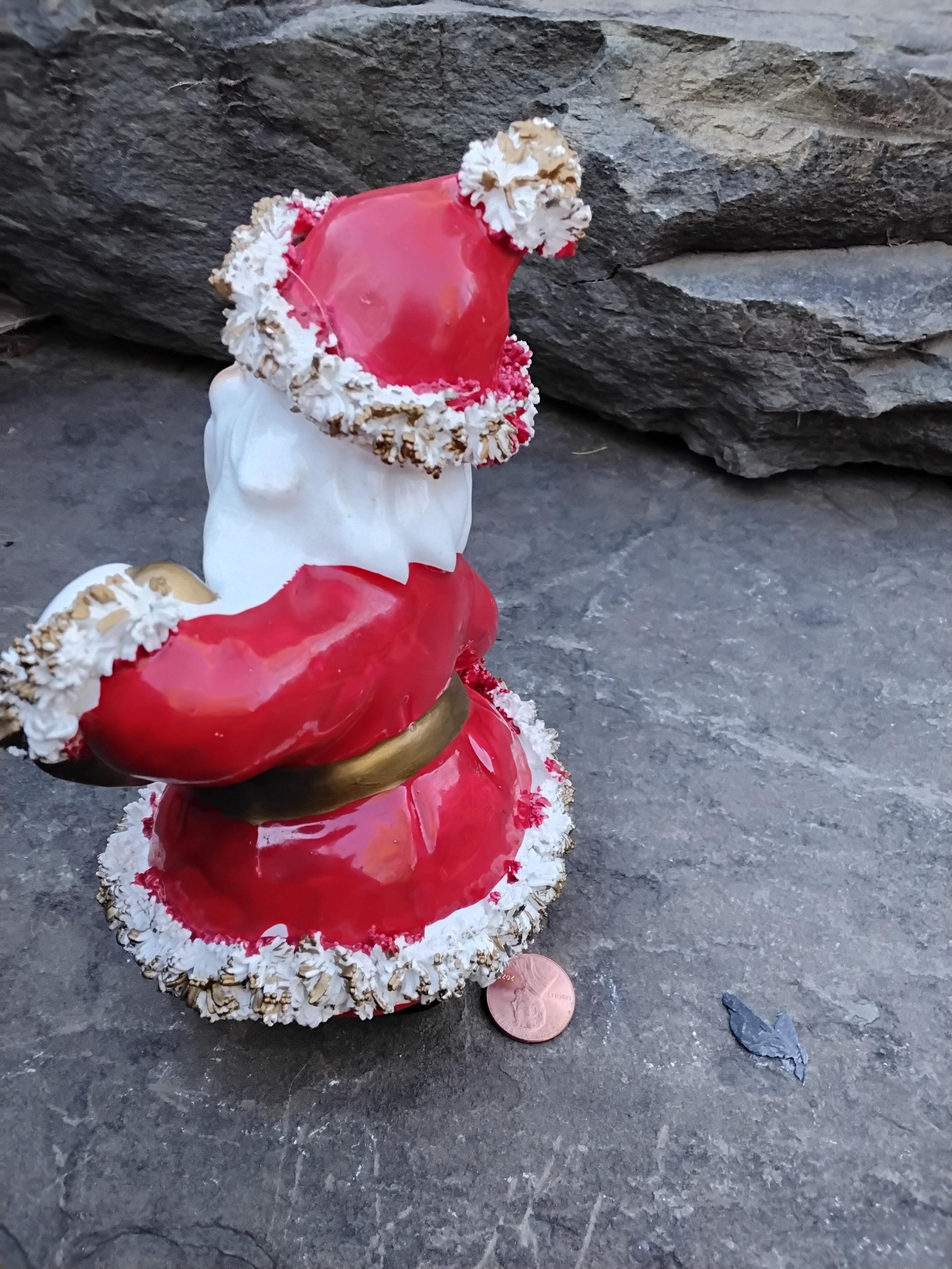 Vintage Porcelain Spaghetti Santa With Bell, Made in Japan, 1960s