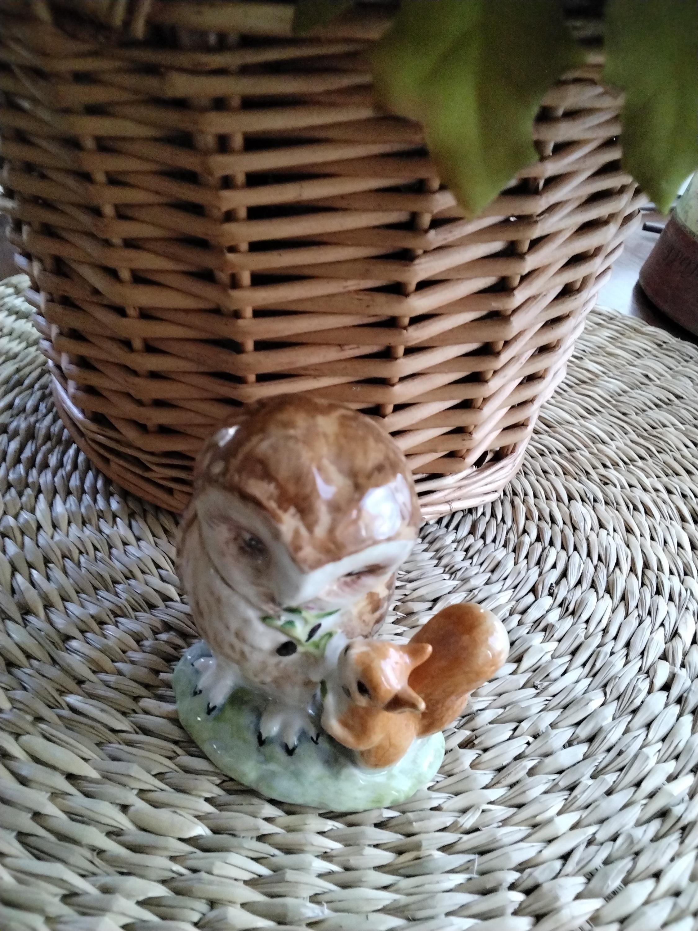Vintage Beswick Beatrix Potter Old Mr. Brown Owl With Squirrel