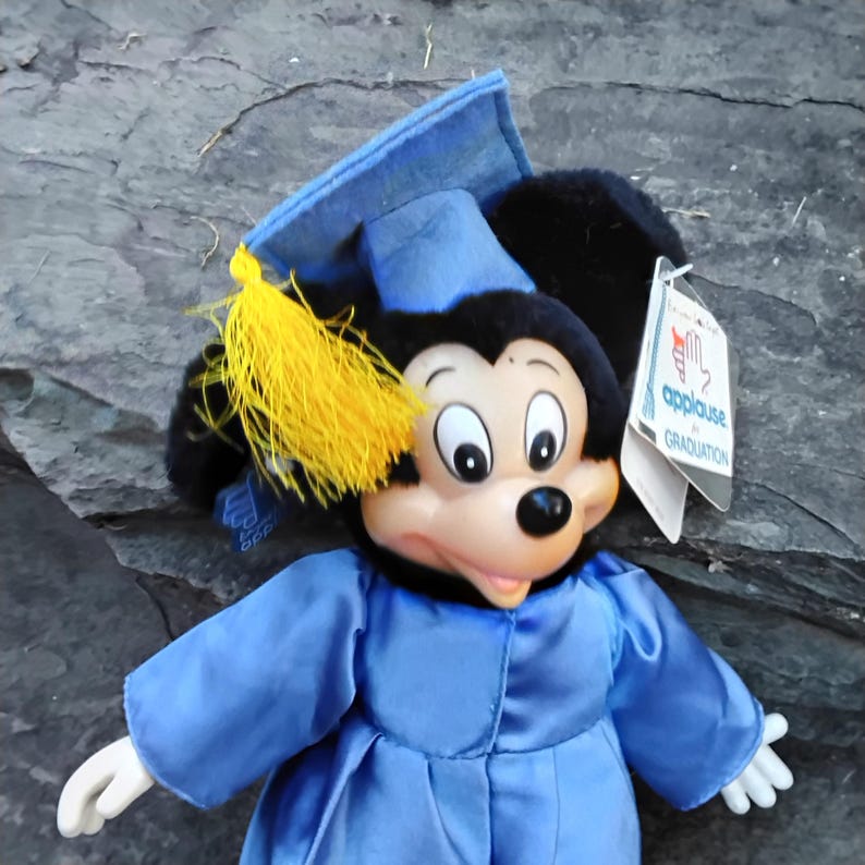 Vintage Applause Mickey Mouse Plush Graduate in Cap & Gown, 1986 imagem 8