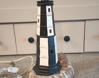 Vintage Lefton Ceramic Cape Henry Lighthouse Virginia Beach Nite Lite with Cord, 1991