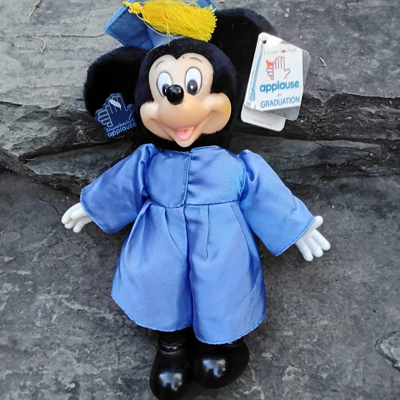 Vintage Applause Mickey Mouse Plush Graduate in Cap & Gown, 1986 imagem 5