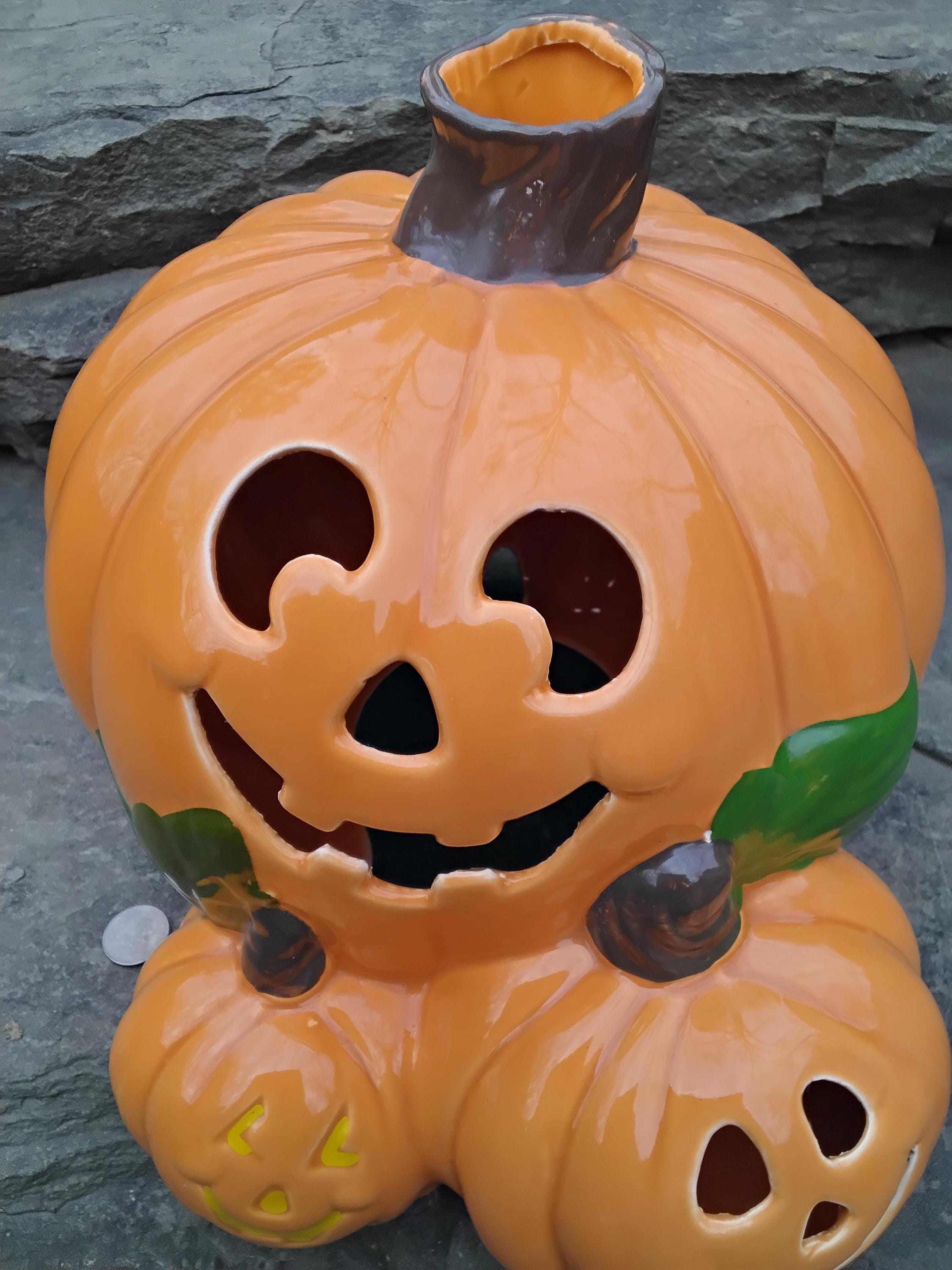 Vintage Ceramic Smiling Jack O' Lantern Pumpkin Light From Mold - Etsy