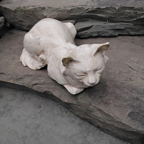 Vintage Large Ceramic Sleeping Cat by Freeman & Mcfarlin Potteries