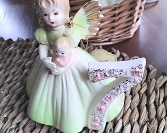 Vintage Josef Originals Porcelain Turning 7 Angel Birthday Girl Figurine, Cake Topper, Japan