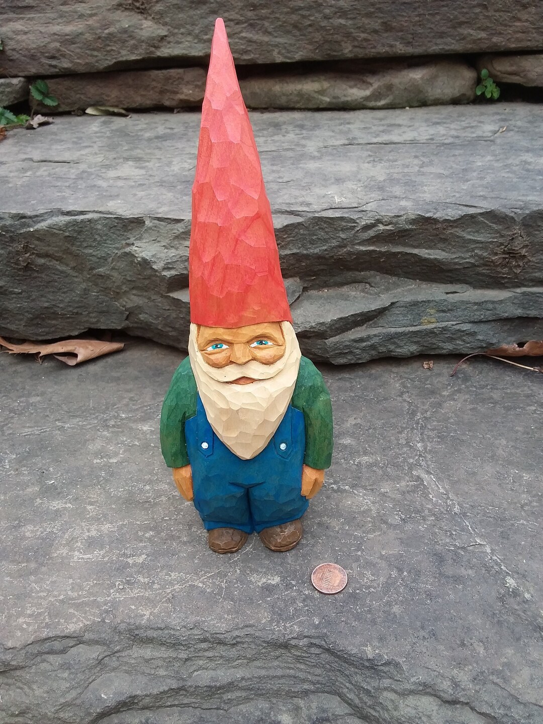 Vintage Hand Crafted Wood Garden Gnome Figurine Signed R. Etsy