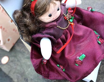 Vintage Musical Plush Birthstone Doll, January Garnet In Original Box, Novelty Inc, 2002