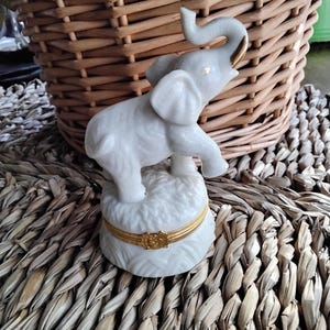 Vintage Lenox Elephant Trinket Box: 24k Gold Trim, First Issue