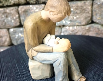 Vintage Willow New Dad Figurine, 2004 Demdaco Susan Lordi,  New Father with Baby