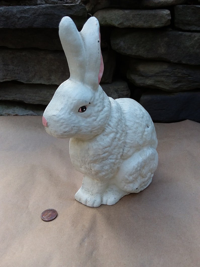 Vintage Cast Iron White Rabbit Doorstop Iron Rabbit Home Etsy