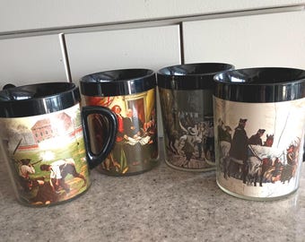 Vintage American Revolution Thermo Serve Mugs, Set of 4, Made in USA