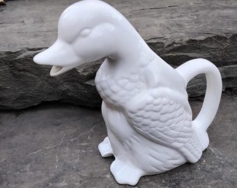 Vintage Ceramic White Duck Pitcher, Himark Giftware Rei, Taiwan