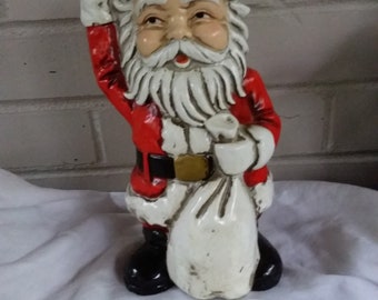 Vintage Paper Mache Waving Santa Claus Coin Bank , Made in Japan 1960s