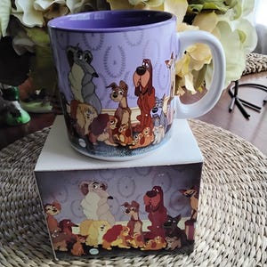 Vintage Disney Ceramic Mug Lady & the Tramp, New in Original Box, 1990s, Japan