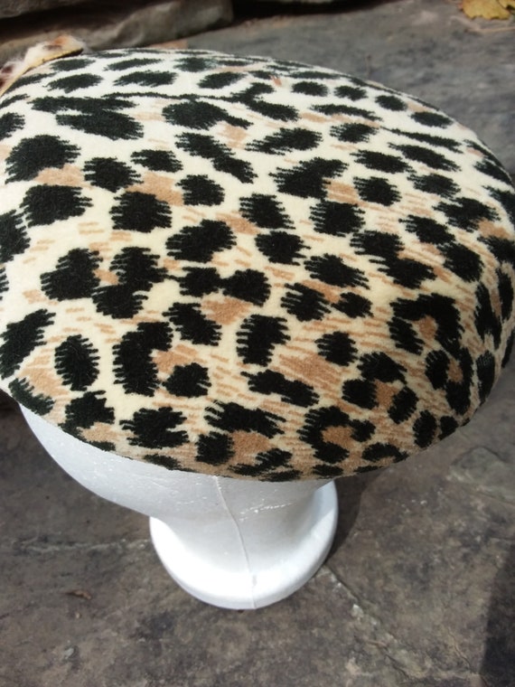 Vintage Faux Leopard Print Pill ox Hat, Fully Lin… - image 5