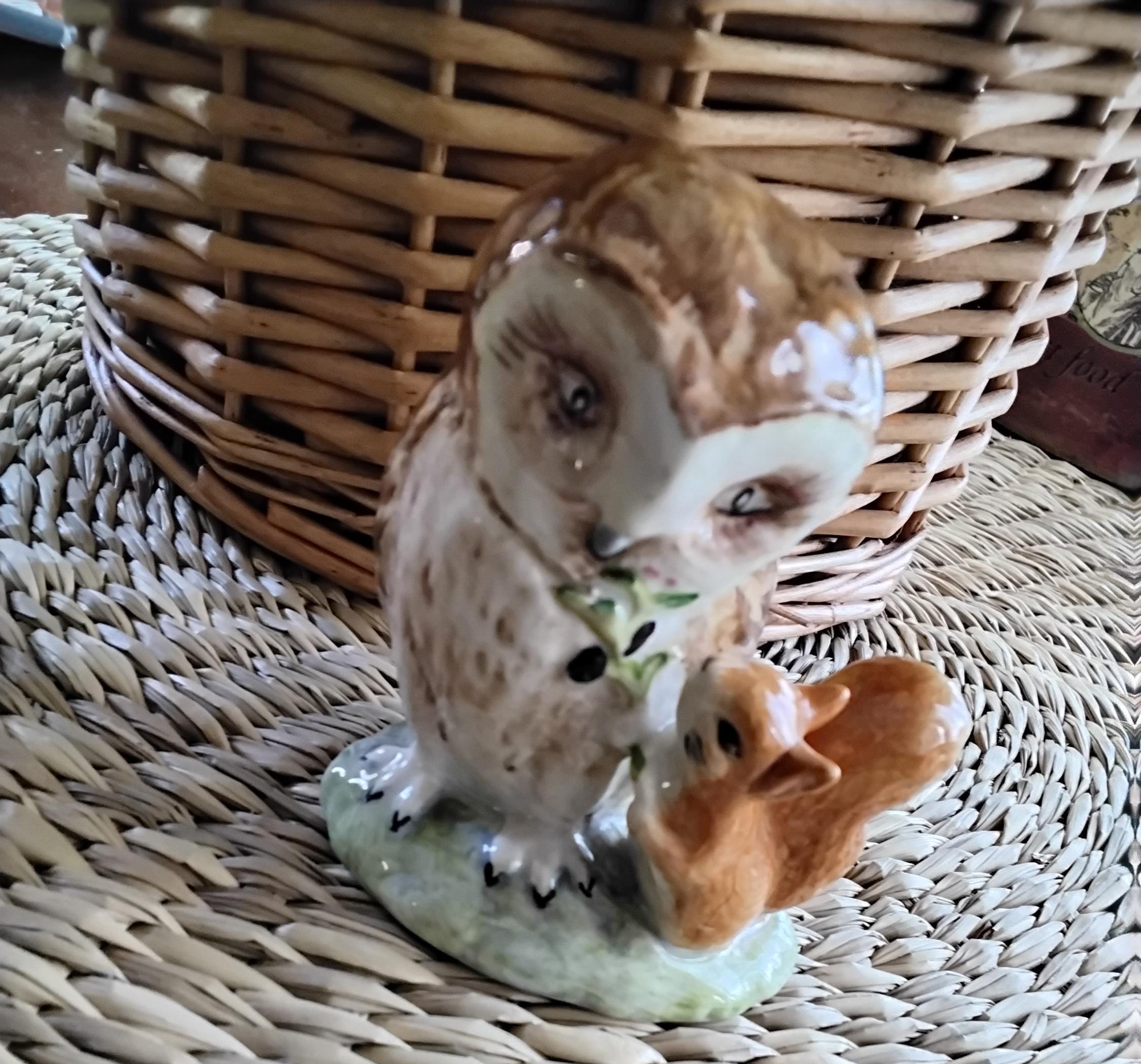 Vintage Beswick Beatrix Potter Old Mr. Brown Owl With Squirrel