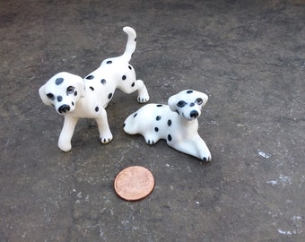 Vintage Dalmatian  Dog Family for Dollhouse or Fairy Garden,  Porcelain