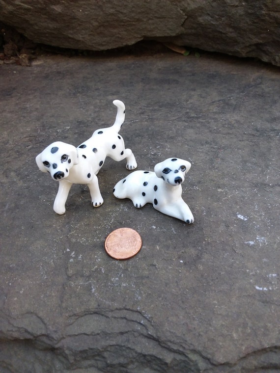 Vintage Dalmatian Dog Family for Dollhouse or Fairy Garden