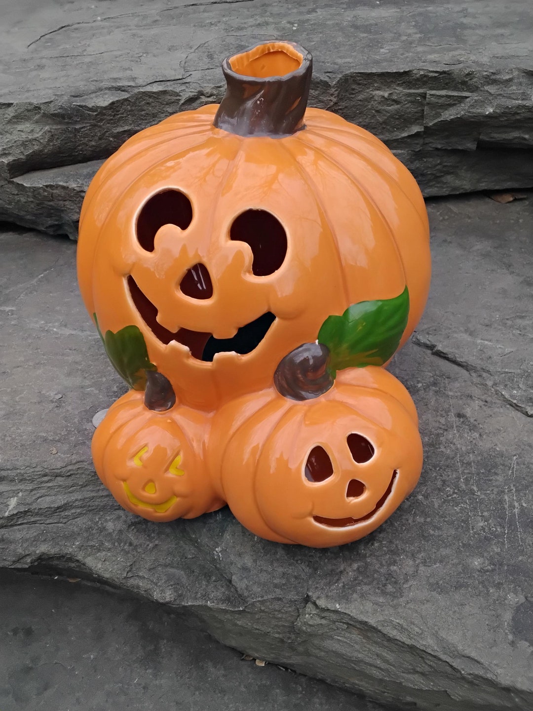 Vintage Ceramic Smiling Jack O' Lantern Pumpkin Light From Mold - Etsy