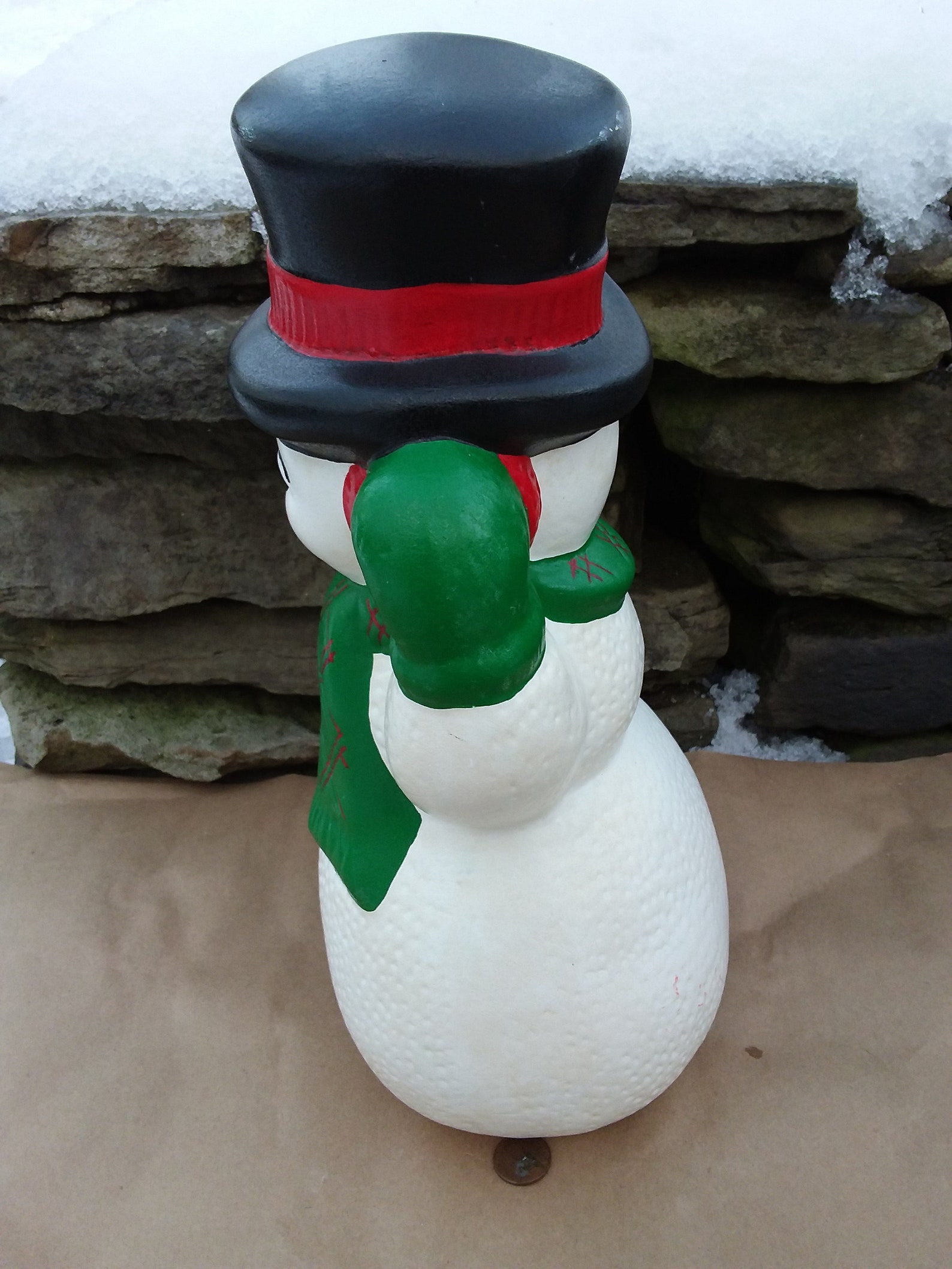 Vintage Large Ceramic Snowman From Mold Handmade 1983 Etsy