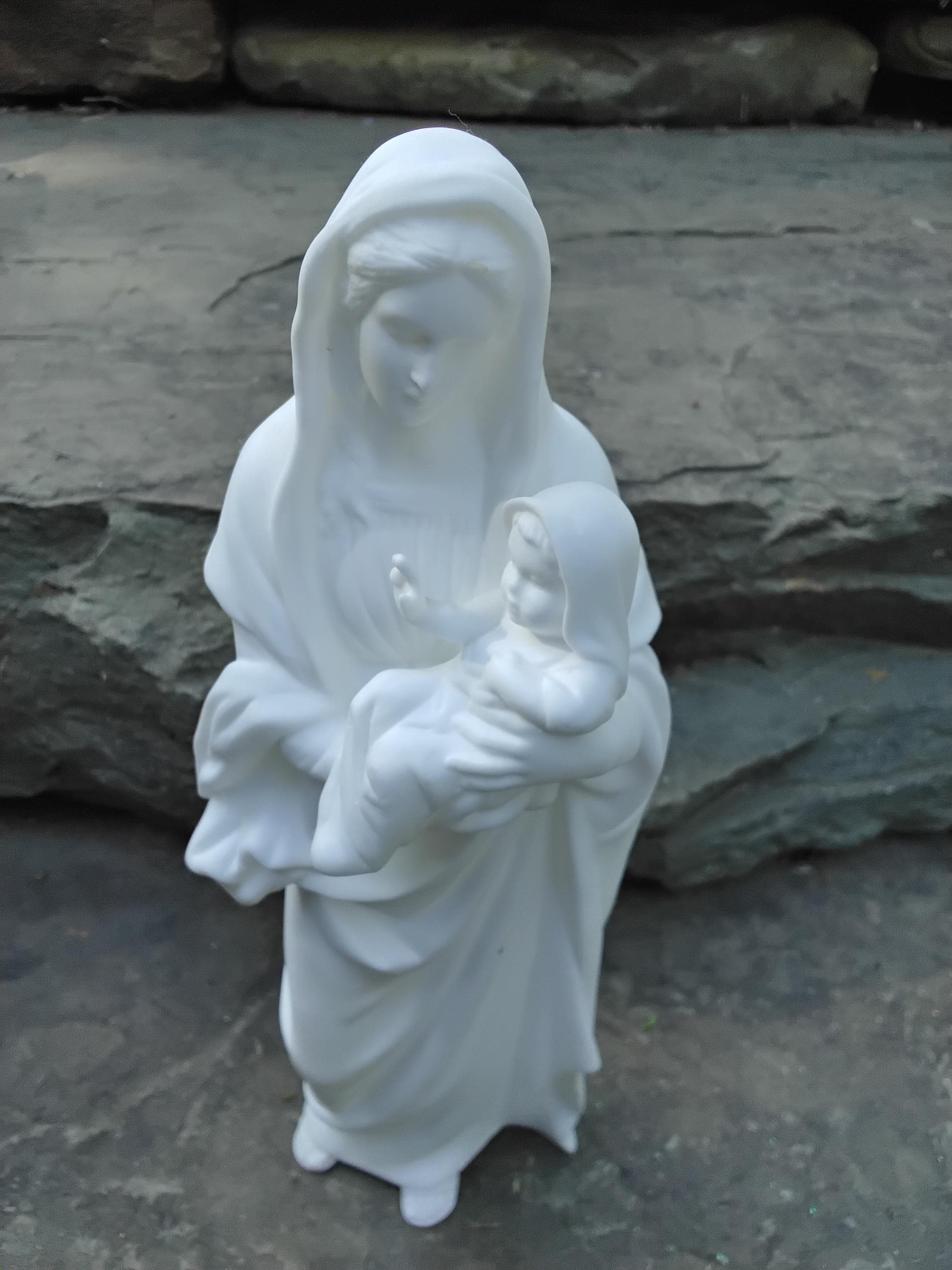 Vintage Lenox White Bone China Madonna and Child, Holy Mother Baby