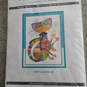 EGoodn Colorful Cat Counted Cross Stitch Kit, Opened Unused C609