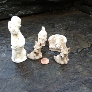 Vintage Salt Stone Scottish Terrier, Scottie or Westie Dog Figurines, Set of 5