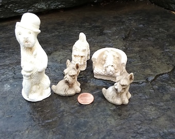 Vintage Salt Stone Scottish Terrier, Scottie or Westie Dog Figurines, Set of 5