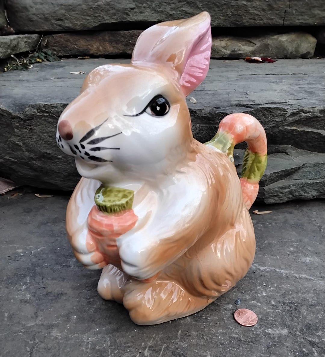 Vintage Ceramic Brown Bunny Rabbit Pit Her or Vase, Taiwan, 1980s - Etsy