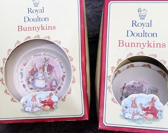 Vintage Royal Dalton New Arrival Child's Dish Set  Plate and Cup or Bunnykins Infant Set Bowl & Cup, Bunnykins Boxed Sets, Your Choice
