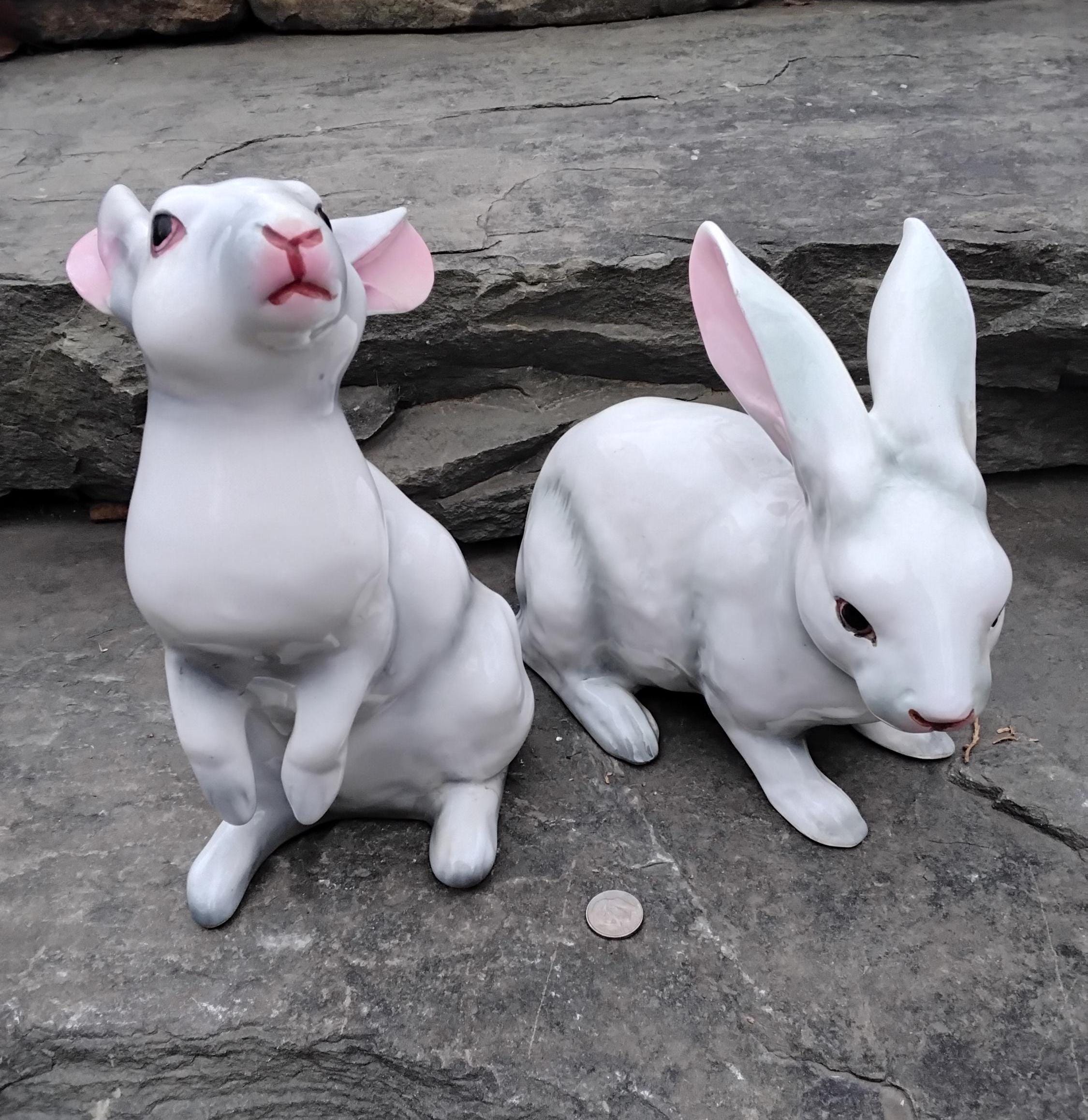 Non Stop Rabbit まとめ売り　１枚目〜６枚目全て　40点以上 Vintage Set of 2 White Porcelain Bunny Rabbits by Norleans, Japan