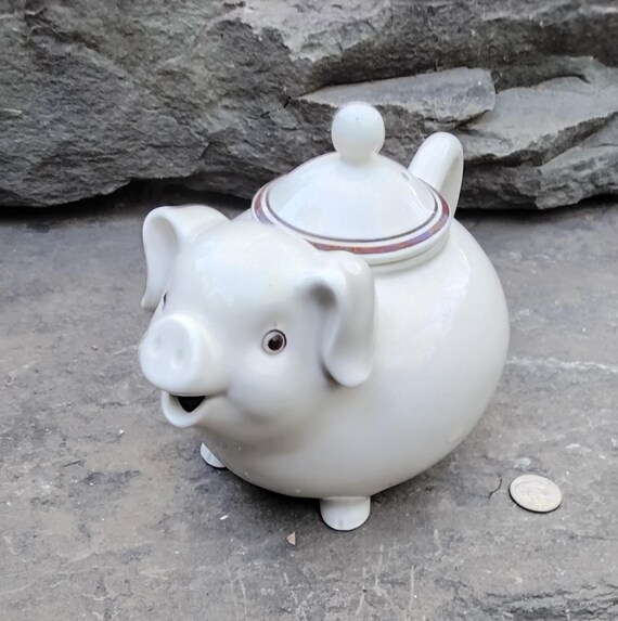 Vintage Fitz Floyd Happy Pig 1 2 Cup Teapot 1980s Etsy