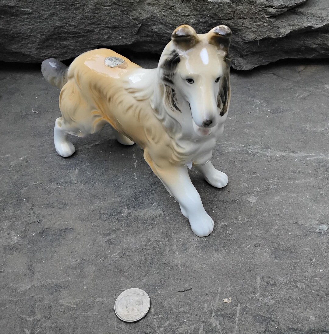Vintage Genuine Bone China Rough Collie Dog Figurine, 1980s Etsy
