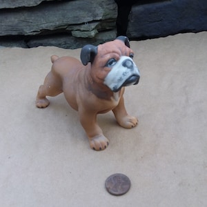 Vintage Bulldog Figurine Bisque Porcelain