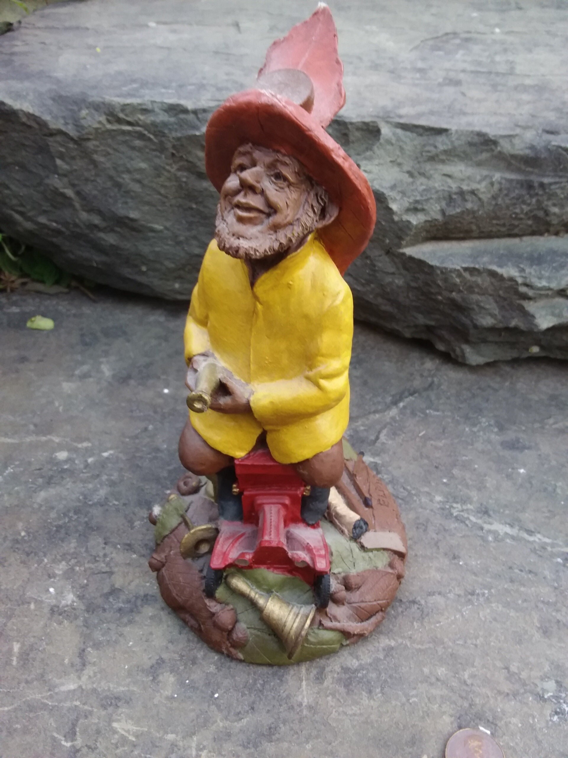 Vintage Tom Clark Gnome Fire Fighter Elmo, Impress Signed and