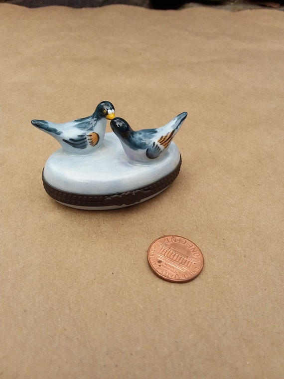 Vintage Limoges Rochard Ducks Swimming Lidded Trin