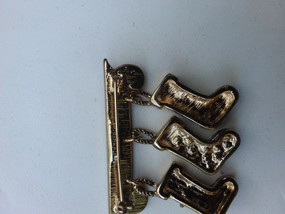 Vintage Napier Christmas Stockings on Mantel Brooch View 6