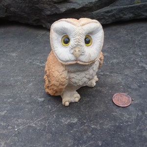 Vintage Barn Owl Figurine Resin Stone by UDC