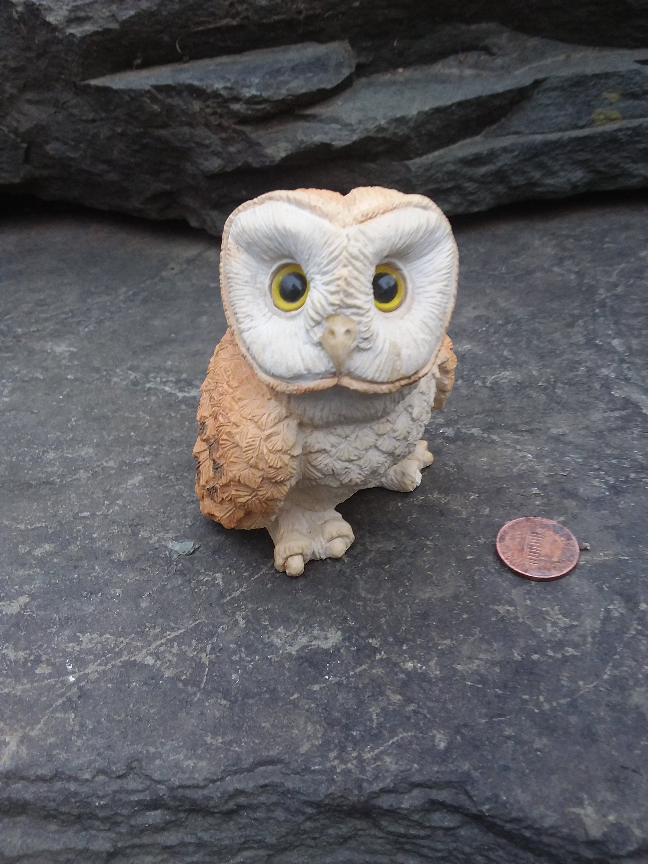 Vintage Barn Owl Figurine Resin Stone by UDC