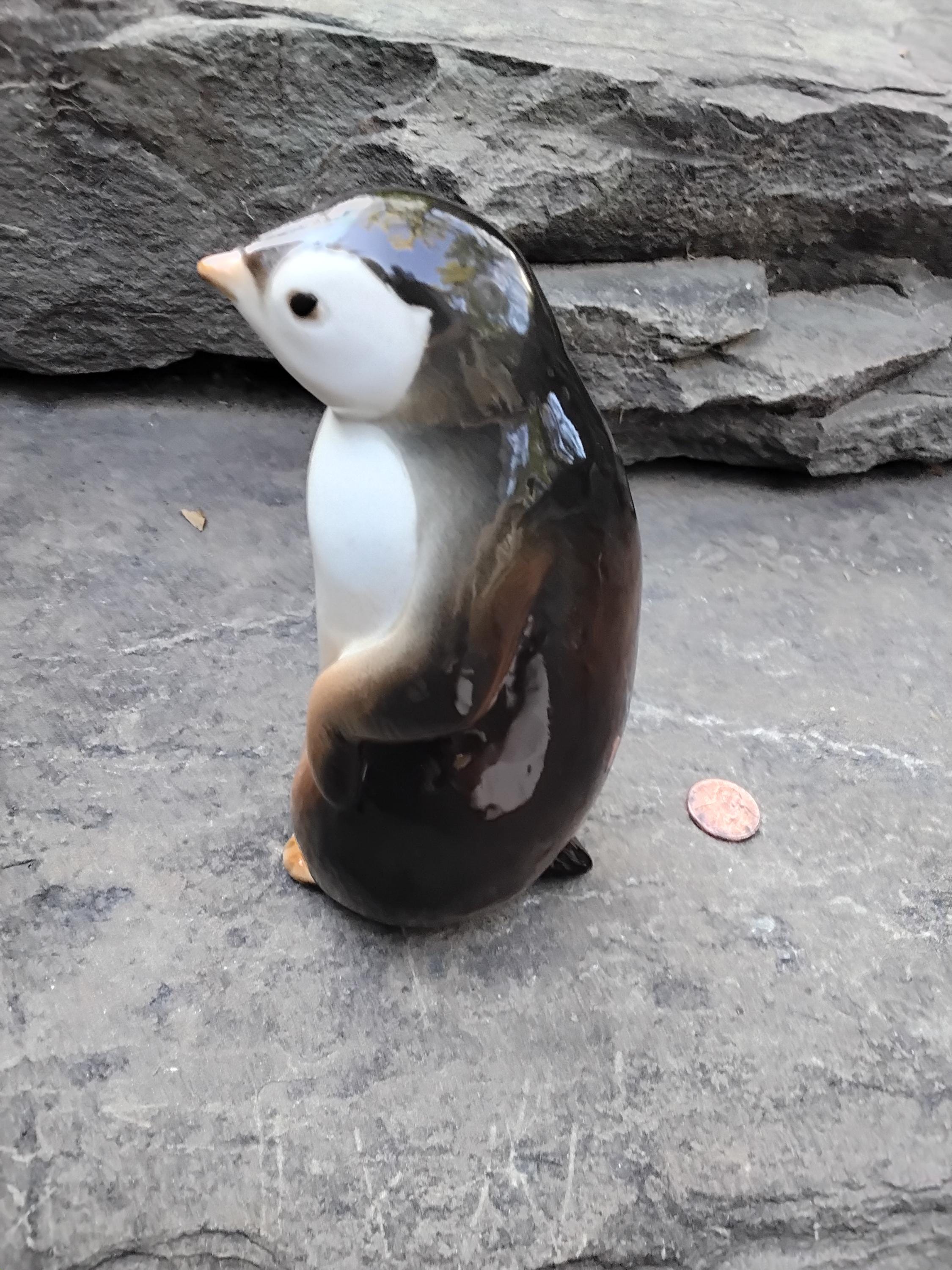 Vintage Lomonosov Porcelain Penguin Figurine, Made in Russia