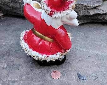 Vintage Porcelain Spaghetti Santa With Bell, Made in Japan, 1960s