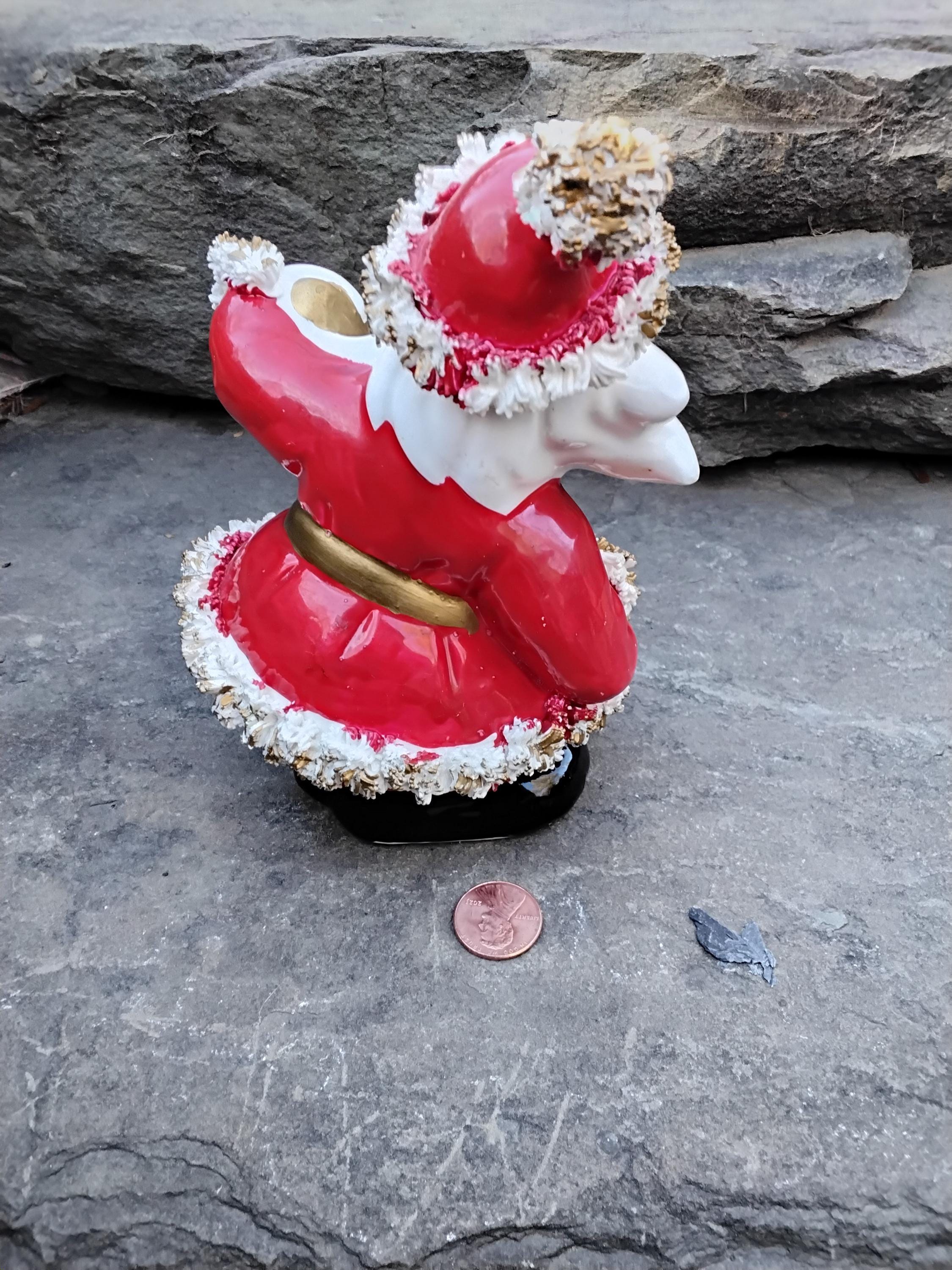 Vintage Porcelain Spaghetti Santa With Bell, Made in Japan, 1960s