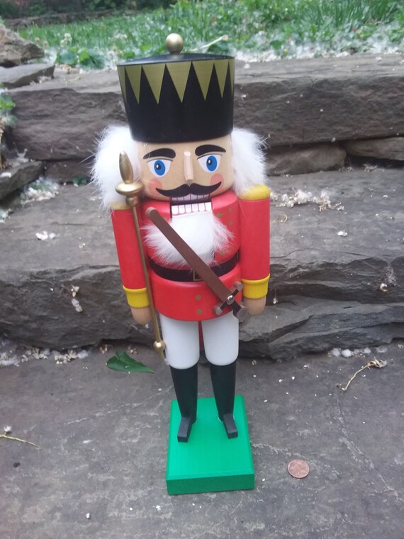 Vintage Christmas Wood Red King Nutcracker Erzgebirgische Volkskunst Seiffen Germany Etsy UK