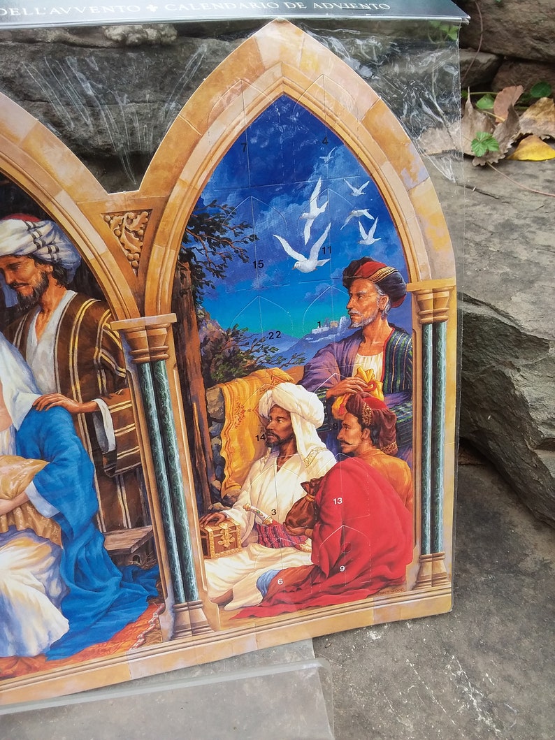 Vintage Caltime Nativity Scene Advent Calendar Triptych Made Etsy