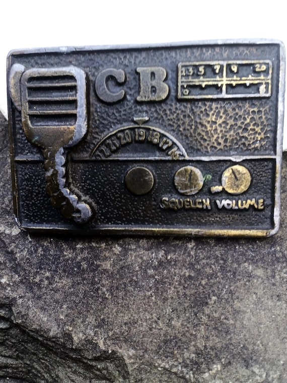 Vintage CB Radio Brass Plated Belt Buckle
