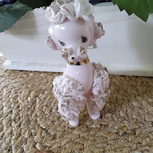 Vintage Inarco Porcelain Pink Spaghetti Poodle Figurine, Japan