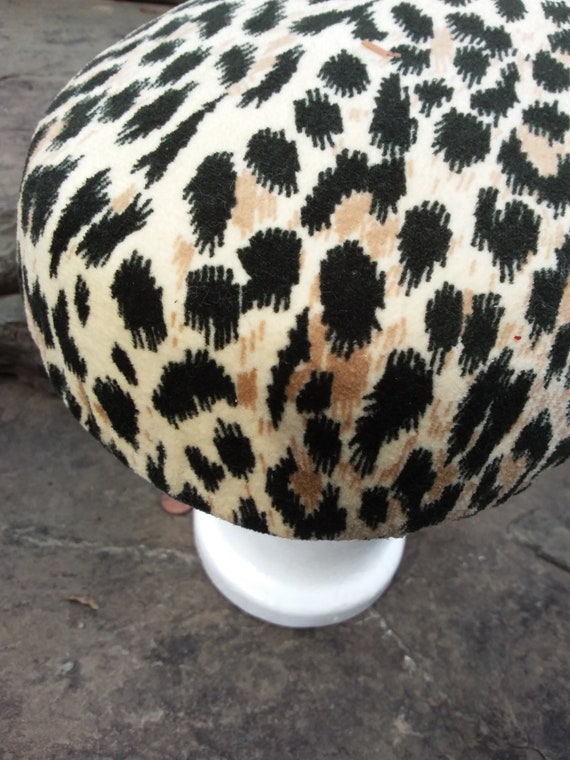 Vintage Faux Leopard Print Pill ox Hat, Fully Lin… - image 7