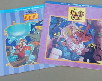 Vintage Disney Coloring Books, Dumbo & Jungle Cubs, New Unused, 1997