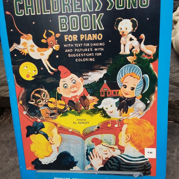 Vintage Children's Song Book for Piano and Coloring Book, Edward Schuberth, 1983