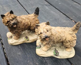 Vintage Cairn Terrier Dog Figurines, Made in Scotland by Arista Designs, Hand Painted