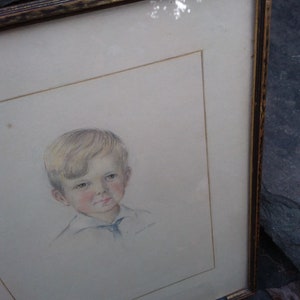 Vintage Isabel Jones Mayo Original Pastel of Young Boy, Signed